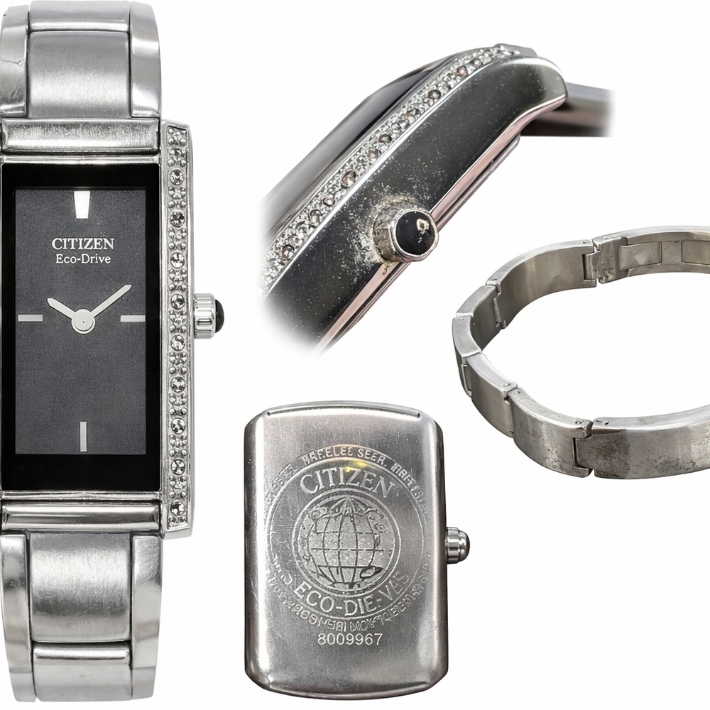 Citizen Eco-Drive Silver Watch with Black Dial